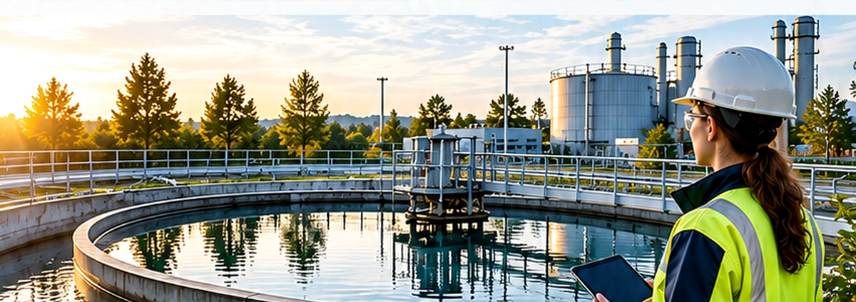 AI-generated concept image of a modern water treatment facility