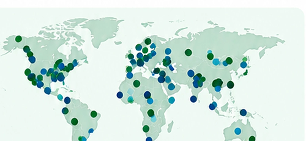 AI-generated concept map showing global PFAS project distribution